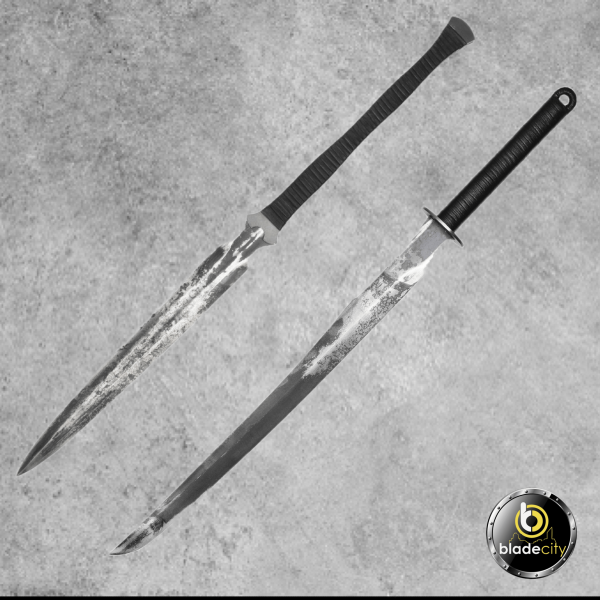 Manganese Full Tang Black Leather Handle Swords (Sold Separately) Online now