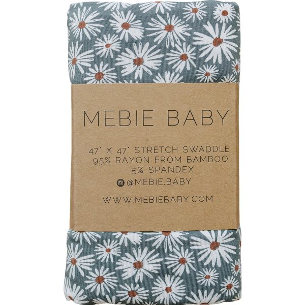 Dark Green Daisy Bamboo Stretch Swaddle Blanket For Discount - Image 3