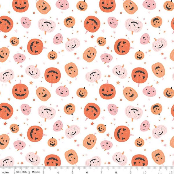 PREORDER - Hey Pumpkin - Pumpkins in White - My Mind s Eye - C16031-WHITE - Half Yard on Sale